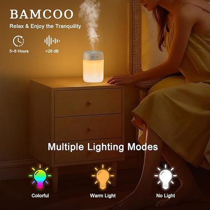 Portable Small Humidifier, 650ml Colorful Mini Humidifier for Bedroom, Office Desktop, Baby Room, Plants, Cool Mist Humidifiers(Light Gray)