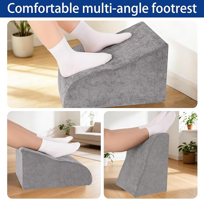Foot Rest for Under Desk at Work, Ergonomic Under Desk Footrest with Washable Cover for Office, Home & Gaming Leg Elevation Pillow Dark Gray