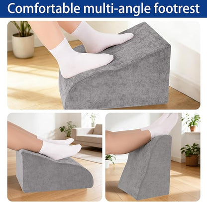 Foot Rest for Under Desk at Work, Ergonomic Under Desk Footrest with Washable Cover for Office, Home & Gaming Leg Elevation Pillow Dark Gray