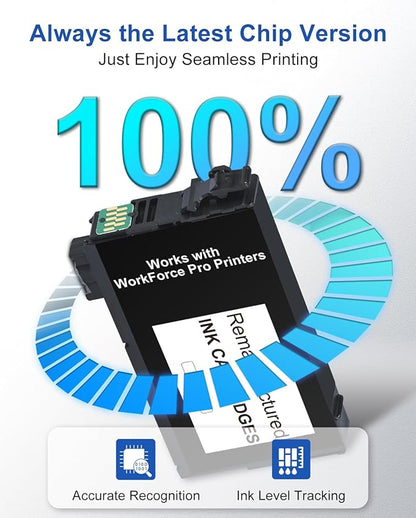Latest Chip Remanufactured Ink Cartridges Replacement for Epson 822XL 822 XL Ink Cartridges Combo Pack Works with Workforce Pro WF-3820, WF-3823, WF-4820, WF-4830, WF-4833, WF-4834 Printers (4-Pack)