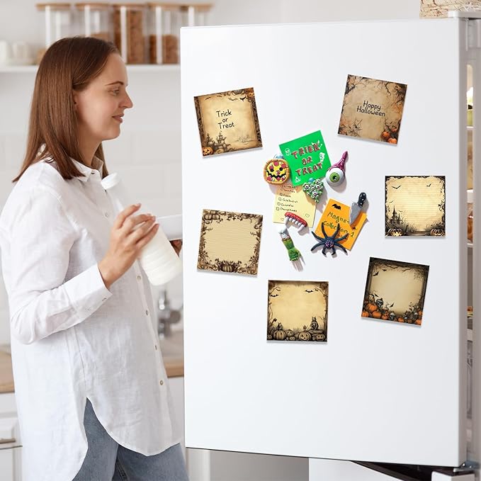 30 Pack Halloween Pumpkin Sticky Notes -600 Sheets Retro Spooky Halloween Memo Notes for Message Reminder Gifts School Office Students Teachers Presents
