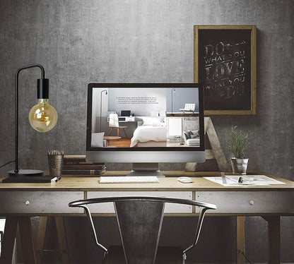 O’Bright Industrial Desk Lamp, 100% Metal Lamp, UL Certified Ceramic E26 Socket, Minimalist Design for Home Decoration, Table Lamp for Bedroom/Office/Dorm, ETL Listed, Black