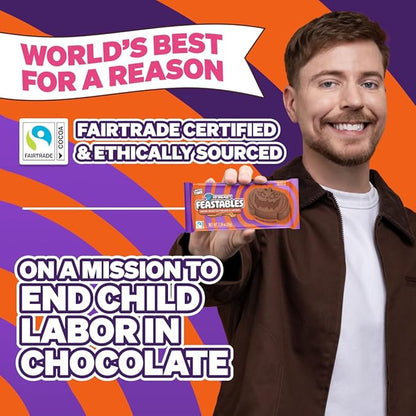 Feastables MrBeast Peanut Butter Jack-O-Lantern, Milk Chocolate & Creamy Peanut Butter Filling, Cups for Adults & Kids, Chocolate Candy for Halloween Snacks, Made With Fairtrade Cocoa, 30 Count