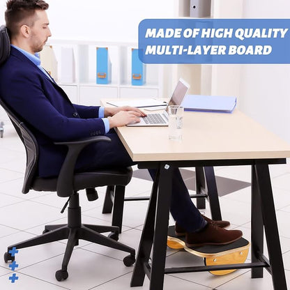 Taiyin Ergonomic Wood Foot Rest for Enhanced Circulation Under Desk Wood Footrest Stool Rocker Balance Board for Supporting Relieving Leg Pressure, Home and Office Use, 15.8 x 11 x 4.3 Inches