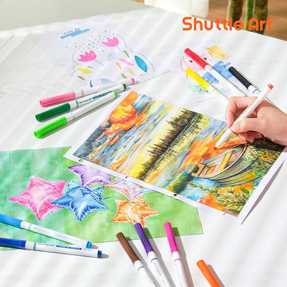 Shuttle Art 240 Pack Washable Super Tips Markers, 12 Assorted Colors Conical Tip Large Markers Bulk with a Box, Bonus Caps, Home Classroom School Supplies for Toddlers Kids Adults Students Teachers