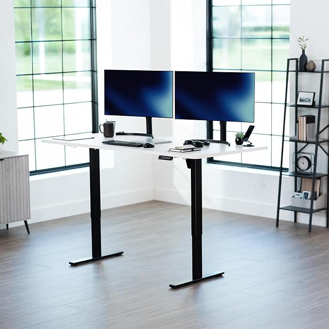 VIVO Electric 71 x 36 in Standing Desk, Memory Height Adjustment, 1B Series, White Top Black Frame, DESK-KIT-1B7W-36