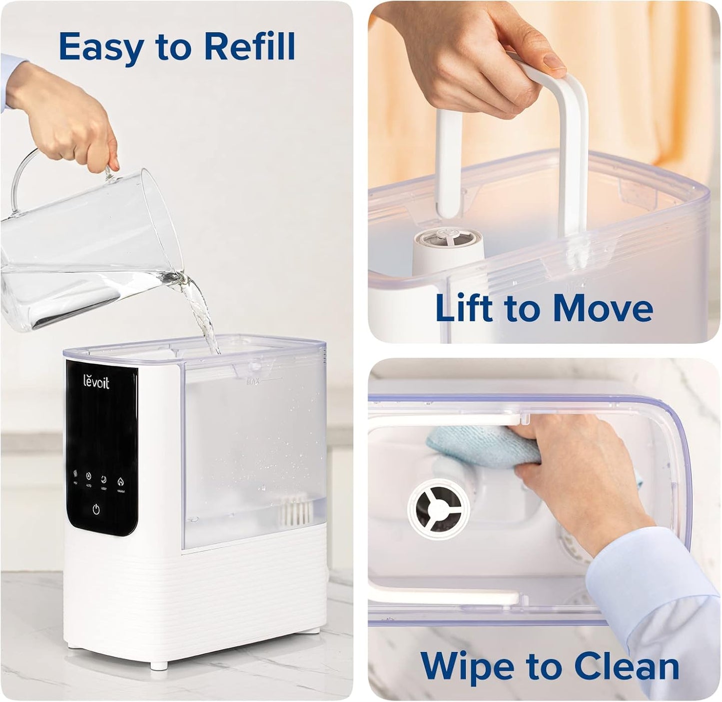 LEVOIT Humidifiers for Bedroom Large Room, Smart Warm & Cool Mist Air Humidifier for Home, Fast Symptom Relief, 26dB Quiet, Easy Top Fill, APP/Alexa, Auto Shut-Off, Essential Oil, OasisMist4.5L, White