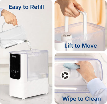 LEVOIT Humidifiers for Bedroom Large Room, Smart Warm & Cool Mist Air Humidifier for Home, Fast Symptom Relief, 26dB Quiet, Easy Top Fill, APP/Alexa, Auto Shut-Off, Essential Oil, OasisMist4.5L, White