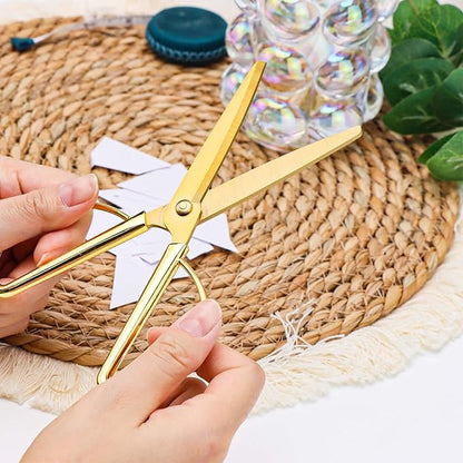 NatSumeBasics 6.5“ Gold Scissors Vintage Craft Tailor Scissors Stainless Steel Professional Fabric Dressmaker Shears for Cutting Cloth Leather (Vintage)