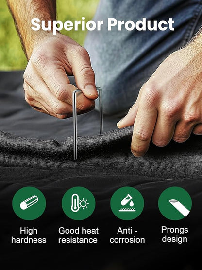 GROWNEER 100 Packs 12 Inches Landscape Staples Heavy Duty 11 Gauge Galvanized Steel Garden Stakes Staples Securing Pegs for Securing Weed Fabric Landscape Fabric Netting Ground Sheets and Fleece