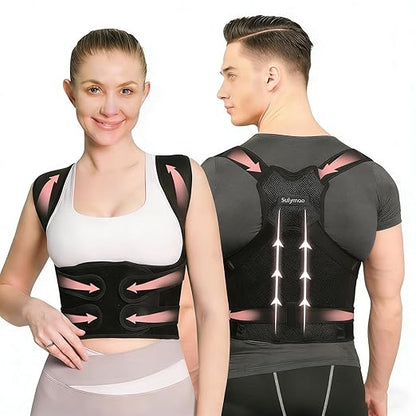 Posture Corrector for Women and Men, Back Brace with Shoulder Support, Adjustable Full Back Brace Straightener for Posture Improving, Relief for Upper & Lower Back, Shoulder Pain (Medium)