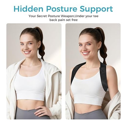 Posture Corrector for Women and Men, Invisible Mesh Breathable Back Brace, Adjustable Back Straightener, Relieves Shoulder, Neck, and Back Pain Large(Waist 30"-43")