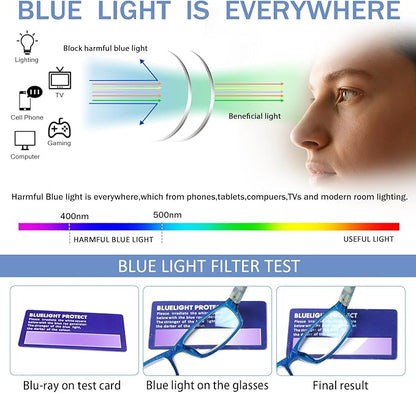 Henotin 6-Pack Reading Glasses Blue Light Blocking Anti Eyestrain Computer Reading Glasses for Women and Men Readers (Mix Color-A, 3.00, Diopters)
