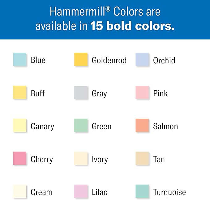 Hammermill Colored Paper, 20 lb Cherry Printer Paper, 8.5 x 11-10 Ream (5,000 Sheets) - Made in the USA, Pastel Paper, 102210C