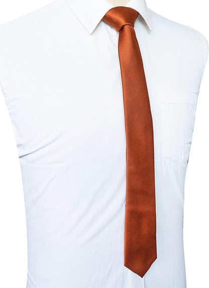 JEMYGINS 2.4" Solid Color Skinny Tie and Pocket Square with Tie Clip Sets for Men (6cm)