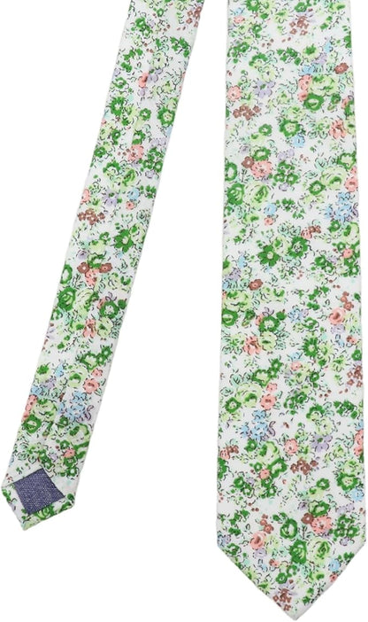 Cotton Floral Ties for Men 2.76" Men's Skinny Tie Linen Flower Printed Neck Tie for Wedding Dating Party