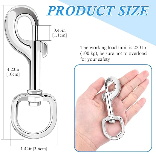 ERKOON Extra Large 4.23 Inch Swivel Eye Bolt Snap Hooks 220Lbs Load Capacity Zinc Alloy Single Ended Flag Clips Heavy Duty Trigger Bolt Hooks (16 Pack)