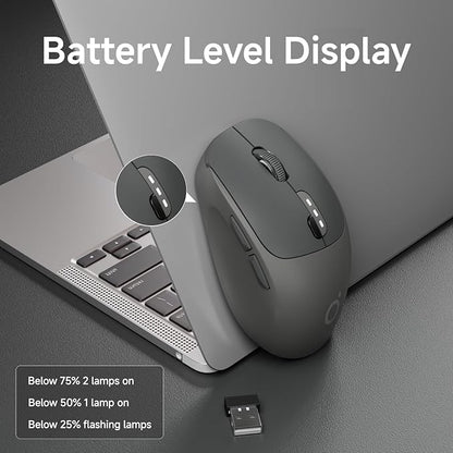 EWEADN Q5 Wireless Mouse, Bluetooth & 2.4G Quiet Computer Mouses with 1600 DPI, Battery Level Display, Ergonomic Office Mouse,6 Button Portable Cute Cordless Mice for Laptop/PC/Mac- Black