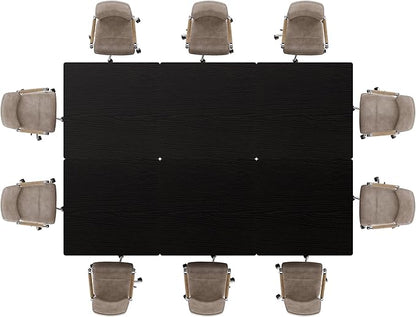 Tribesigns 31.5" Square Conference Table Set of 6, 8 ft Industrial Office Meeting Table for 8-10 People, Business Podcast Furniture with Metal Base for Small Spaces, Office Conference, Black