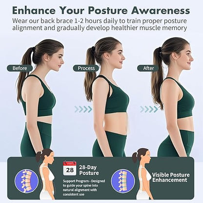 Posture Corrector for Women and Men, Adjustable Back Brace for Spine Alignment & Shoulder Support, Comfortable & Breathable Clavicle Straightener, Supports Better Posture & Reduces Upper Back Discomfort (Large,Chest Size 29"-43")