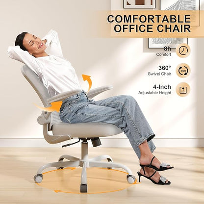 Synorla Office Chair, Ergonomic Desk Chairs 330LBS Capacity High Back Mesh Computer Chair with Flip-up Armrests, Comfy Work Chair with Adjustable Lumbar Support