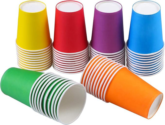 URATOT 60 Pieces 9 Ounce Disposable Paper Cups Party Cups Drinking Cups for Party, DIY and Holiday, 6 Colors