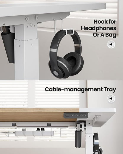 SIAGO Electric Standing Desk Adjustable - 48 x 24 Inch Sit Stand up Desk with Cable Management - 3 Memory Preset Adjustable Height Table