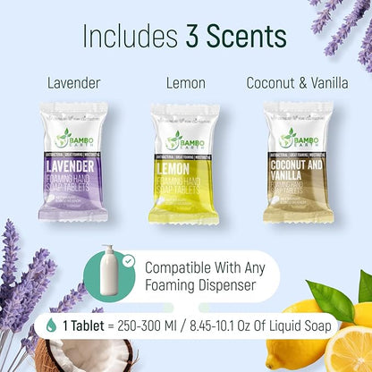 18 Pack Natural Foaming Hand Soap Tablets - Soft Moisturizing Handwash Tab Refills - 1 Tablet = 9 Oz Liquid Wash Foam Handsoap - Eco-Friendly Softsoap Refill Tabs (18 Variety Pack)
