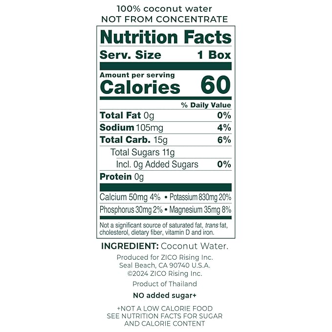 Zico 100% Coconut Water, No added Sugar, Refreshingly Delicious, Hydration with Electrolytes, 11.2 Fl Oz (Pack of 12)