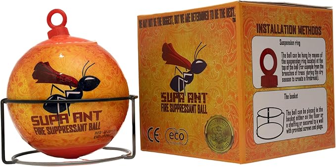 Supa Ant Fire Safety Ball as Fire Blanket for Home and Kitchen – Fire Protection Device for House, Office, Garage, Car