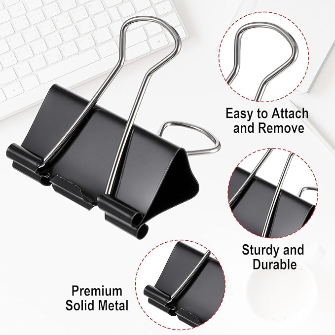 208Pcs Binder Paper Clips Metal Paper Clamps with 6 Boxes, Black Binder Clips Bulk for School Teachers Student Office Supplies, 6 Sizes (Jumbo, Large, Medium, Small, Mini and Micro)