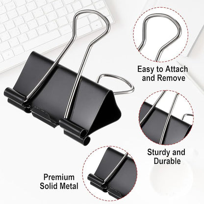 208Pcs Binder Paper Clips Metal Paper Clamps with 6 Boxes, Black Binder Clips Bulk for School Teachers Student Office Supplies, 6 Sizes (Jumbo, Large, Medium, Small, Mini and Micro)