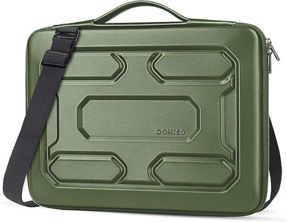 DOMISO 17 inch Laptop Sleeve Shoulder Bag Shockproof Computer Bag Waterproof EVA Protective Carrying Case for 17.3" MSI GS73VR Stealth Pro/HP Envy 17/LG Gram 17"/ROG Strix GL702VS,Green