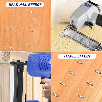 HW HAMWOO 18 Gauge 1/4" Narrow Crown Staples and Brad Nails,Galvanized Nail Assorted, Suitable for Most Brand of 18 GA Pneumatic and Electric Brad Nailer(1/2",3/4",1"& 5/8",1",1-1/4":4200Pcs)