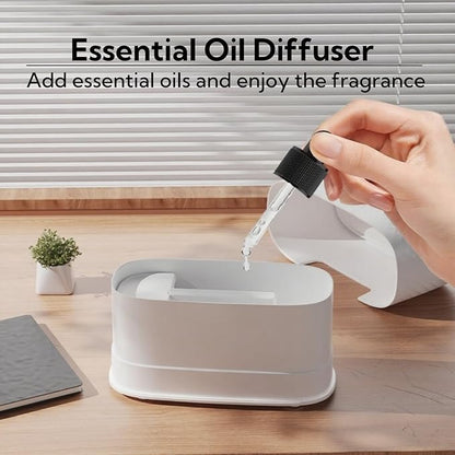 Flame Diffuser Humidifier for Essential Oils - Fire Ultrasonic Aroma Diffusers, USB Personal Desktop Quiet Cool Mist Small Humidifier with Auto-Off for Home Office Bedroom (White)