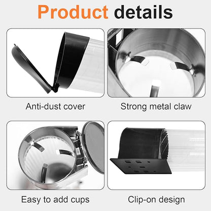 Disposable Paper Cup Dispenser，Water Cooler Pull Type Cup Holder，Pull-Type Paper Cup Holder with Adhesive and Screws（Black）