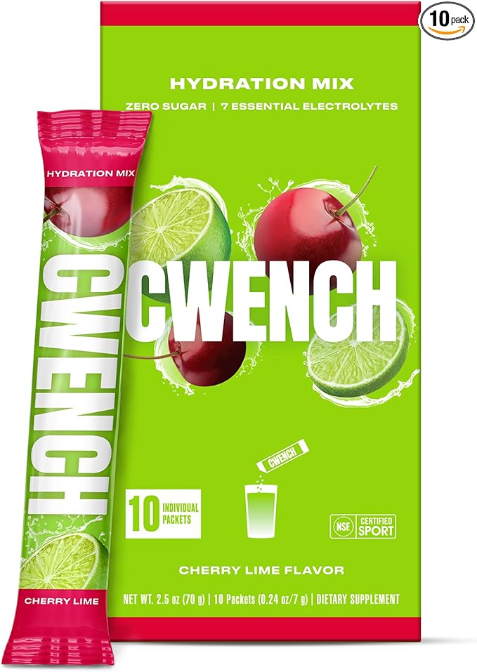 Cwench Sugar Free Electrolyte Hydration Drink Mix - Cherry Lime 10 Single Serve Packets