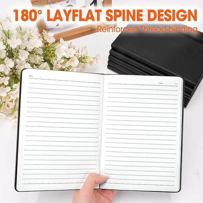 12 Pack Lined Journal Notebook for Work, 200 Pages, Medium 5.5 in x 8.3 in, A5 College Ruled, Hardcover Journaling Notebooks for Writing, Note Taking, Fit for Business Work School Home (Black)