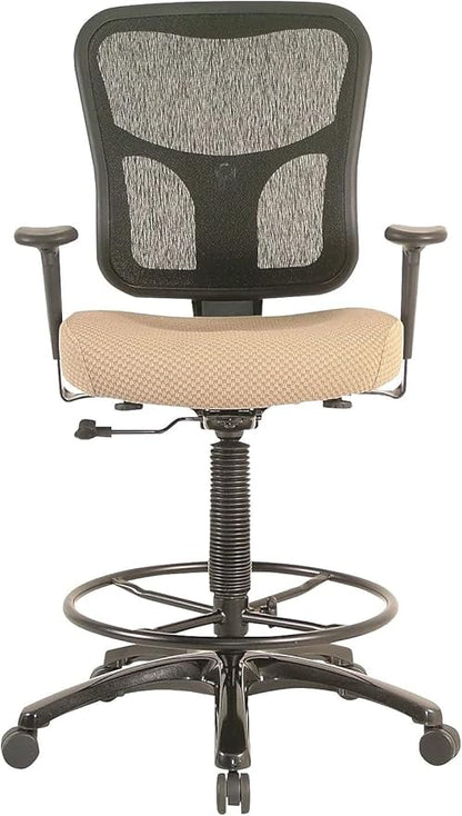Tempur-Pedic TP8200C Fabric Drafting Stool with Backrest and Footrest with Lumbar Support, with Tempur Material, Cooling Gel Layer, Beige