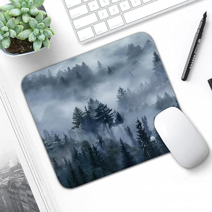 Grey Forest Patterns Desk Mat, Large Gaming Mouse Pad Non-Slip Rubber Base with Stitched Edges, Waterproof Protection for PC Laptop Home Office Desk Decor (12.5x10.5in)