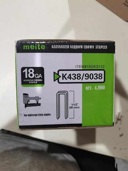 meite 18 Gauge 1/4-Inch Narrow Crown Staples, 1-1/2-Inch Length Galvanized Staples for Heavy Duty and Upholstery (4,000 Counts)