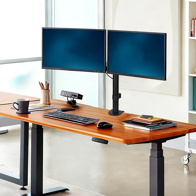 Dual Monitor Mount, Heavy Duty Adjustable Double Arm Desk Stand for 13-27” Screens, Monitor Arm Desk Mount Holds Up to 22lbs with C Clamp/Grommet Base