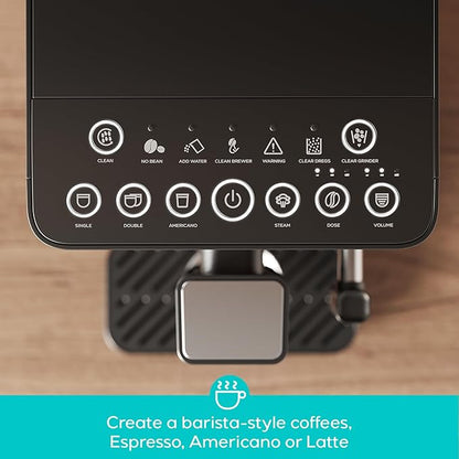 CASABREWS ACAFE Automatic Espresso Machine, 20bar Coffee Maker with Grinder and Milk Frother, Cappuccino Machines for Home or Office, All-in-One Grind and Brew Coffee Maker, Customizable Coffee Volume