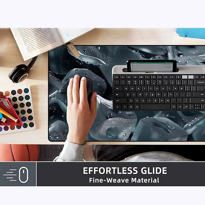 Mouse Pad Gaming Mousepad 31.5x11.8 Inch - 3mm Durable Fabric with Non-Slip Base, Waterproof Surface & Reinforced Edges for Gamers, Work Desks and Streaming Setups (ice Chunk)