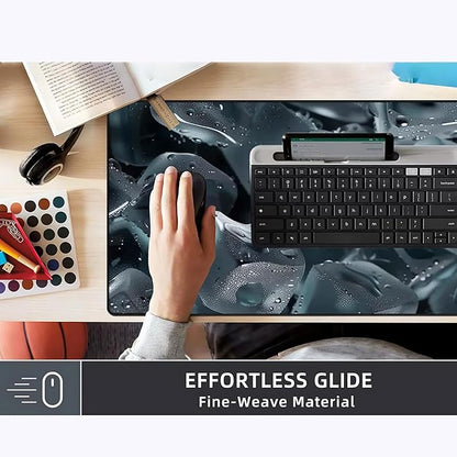 Mouse Pad Gaming Mousepad 31.5x11.8 Inch - 3mm Durable Fabric with Non-Slip Base, Waterproof Surface & Reinforced Edges for Gamers, Work Desks and Streaming Setups (ice Chunk)