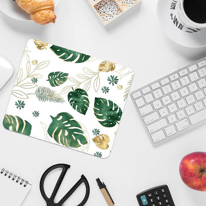 Square Mouse Pad with Stitched Edge, Premium Mousepad Washable Cloth. Computer Mouse Pad with Non-Slip Rubber Base, Mouse Pads for Computers Laptop Mouse 9.25x7.75x0.12 inch-Plantain