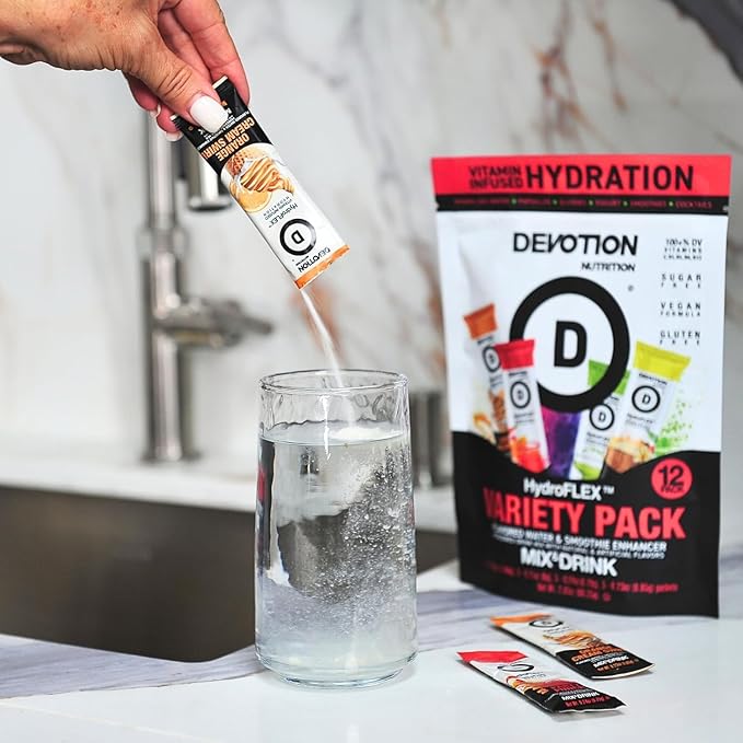 Devotion Nutrition HydroFLEX Water Flavoring Packets – Sugar-Free Hydration with Vitamins & Electrolytes – Dye-Free, Gluten-Free (Party Punch) 12-Pack Drink Mix