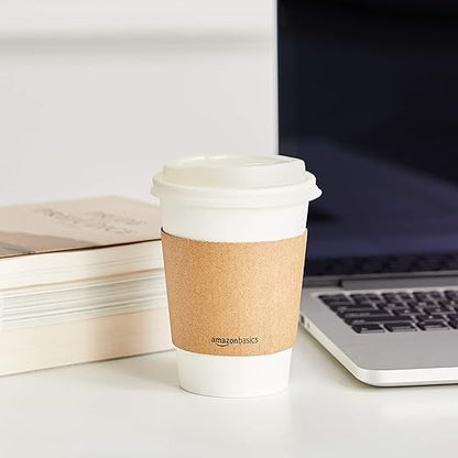 Amazon Basics Compostable Coffee Cups, 12 Ounces, Paper, 1000 Count (Pack of 1), White