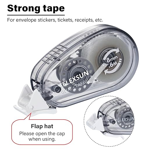 6 Pack Mini Glue Tape Runner for Scrapbooking, Double Sided Adhesive Tape Roller for Crafts Photos Journaling, Office School Gift Wrapping Supplies -Gray (0.3 in X 236 in)