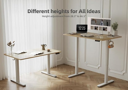 YDN Electric Standing Desk, 40x24 Inch Stand up Desk Adjustable Height, Sit Stand Home Office with Splice Board, Natural